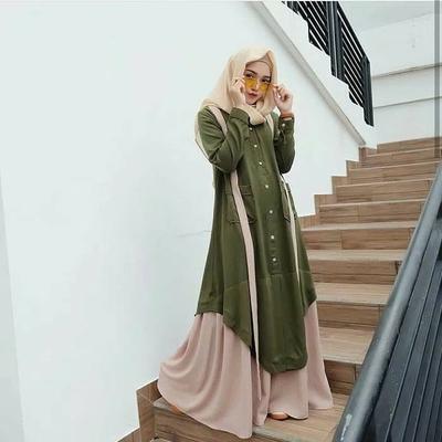 30 Ide Keren Kombinasi Baju Gamis Warna Army Naana Banaana