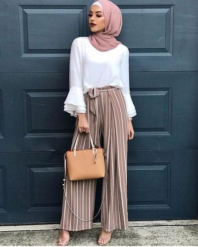 30 Ide Keren Style Kondangan Hijab Celana Kulot Plisket  